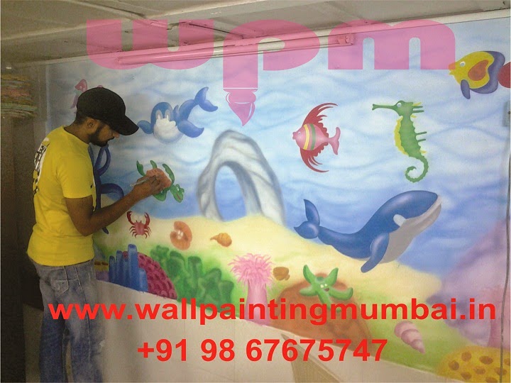PLAY SCHOOL WALL PAINTING: DAY CARE CLASSROOM CUSTOMIZED CARTOON WALL