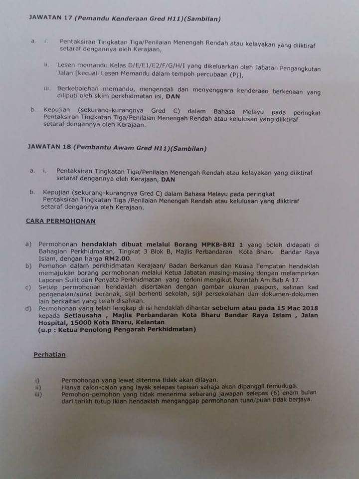 Jawatan Kosong Di Majlis Perbandaran Kota Bharu Bandar Raya Islam Mpkb Pelbagai Jawatan Jobcari Com Jawatan Kosong Terkini