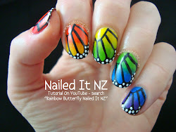 butterfly nail rainbow tutorial nails ombre purple teal am bright right nailed nz tell tutorials