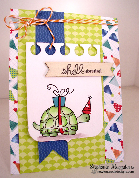 Shell-abrate Turtle Birthday Card by Stephanie Muzzulin | In Slow Motion Stamp set by Newton's Nook Designs