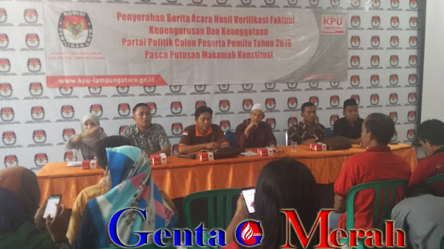 16 Parpol di Lampura Dinyatakan Mememuhi Syarat Verfak