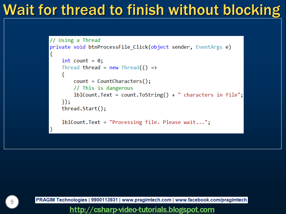 Sql server, and c video tutorial c wait for thread to finish