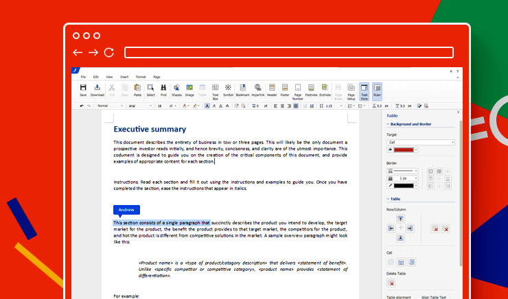 Office application mockup