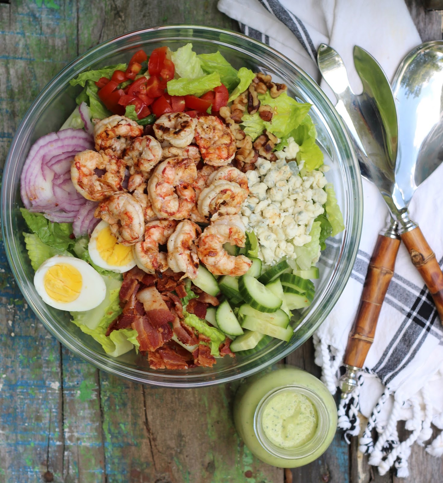 Grilled Shrimp Chopped Salad with Creamy Avocado Dressing Olive and Tate