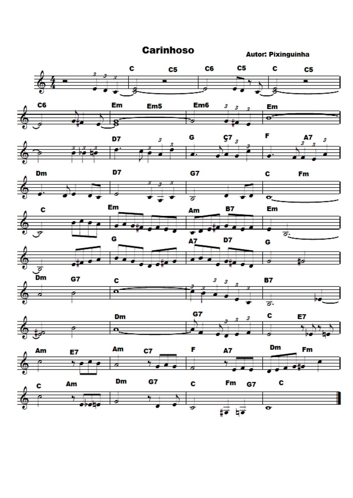CARINHOSO PARTITURA PDF