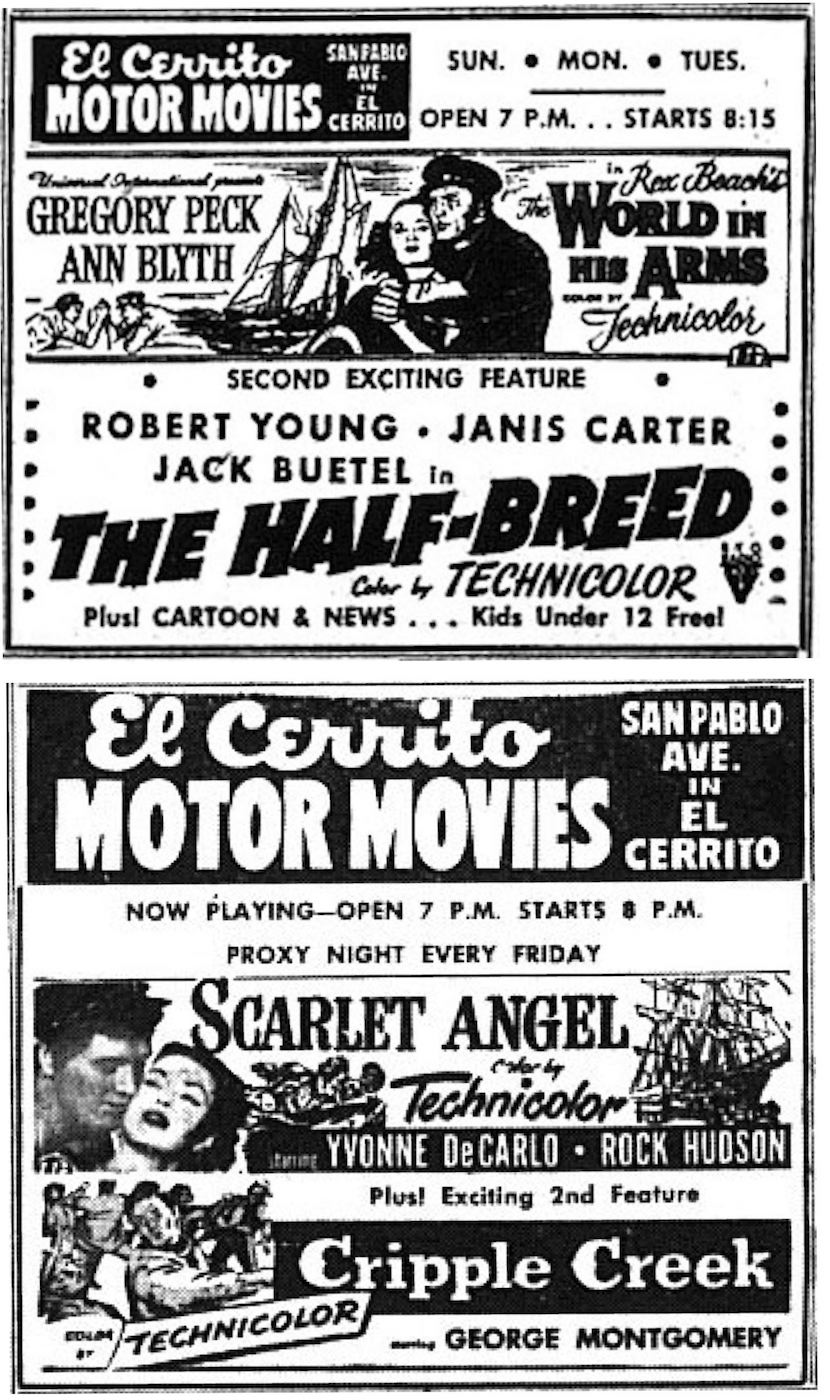 Lost Movie Theatres of Richmond California El Cerrito Motor Movies (El