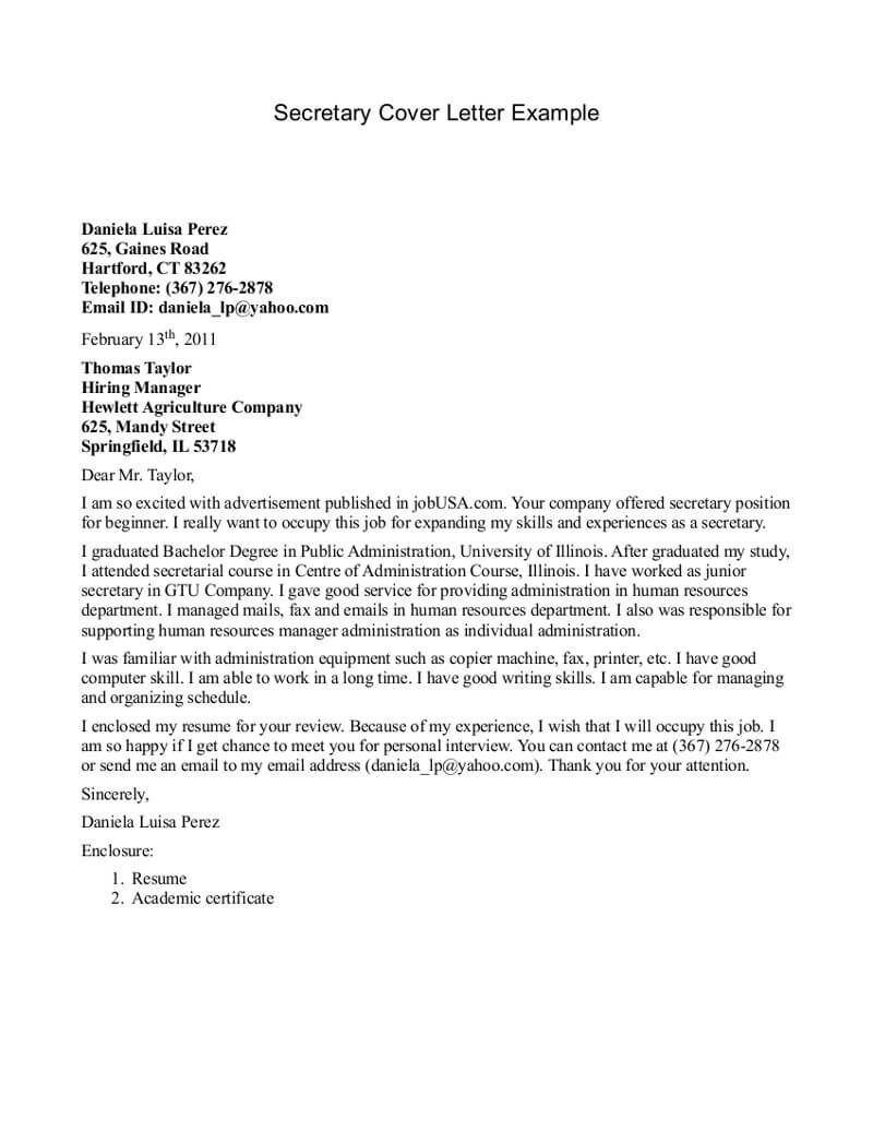 Cover Letter For Secretary Position At A College Cover Letter For Secretary Position At A College