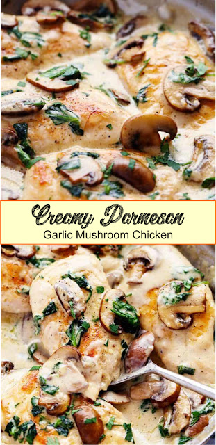 Creamy Parmesan Garlic Mushroom Chicken | Extra Ordinary Food