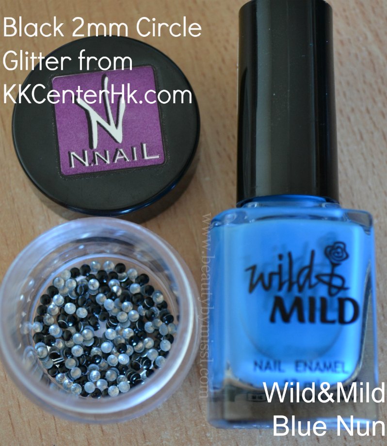 N.NAIL Studs Black 2mm Circle Nail Art Decorations, Wild&Mild Blue Nun