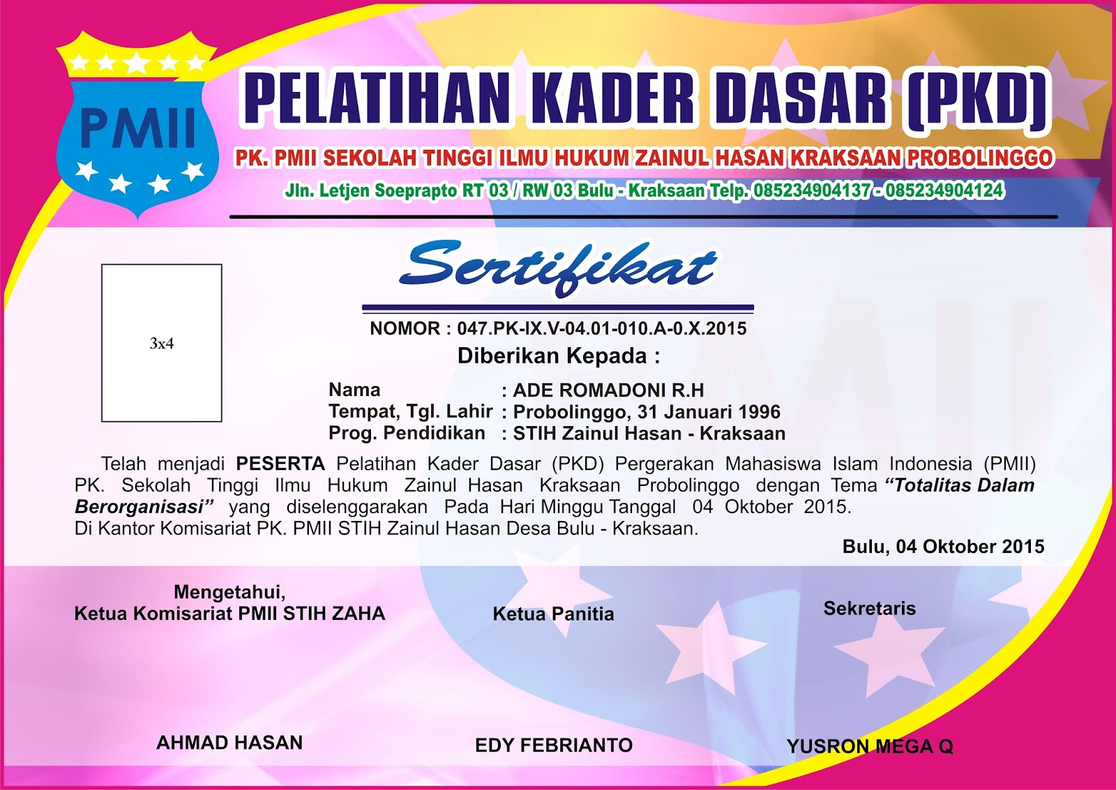 contoh sertifikat