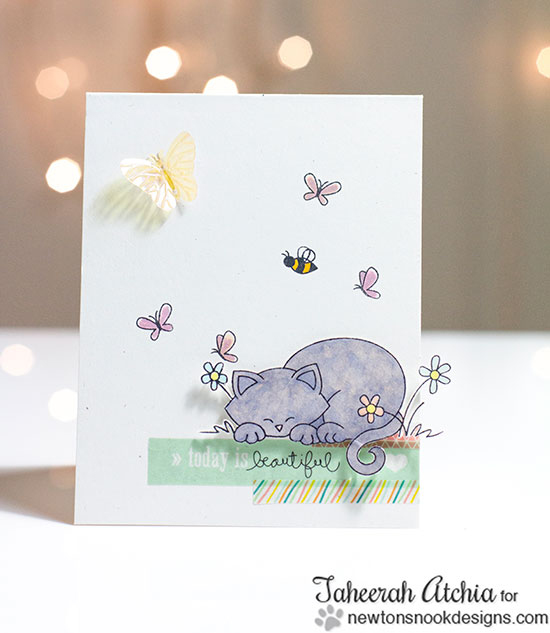 Cat Daydream Card by Taheerah Atchia for Newton's Nook Designs - Newton's Daydream Cat stamp set 
