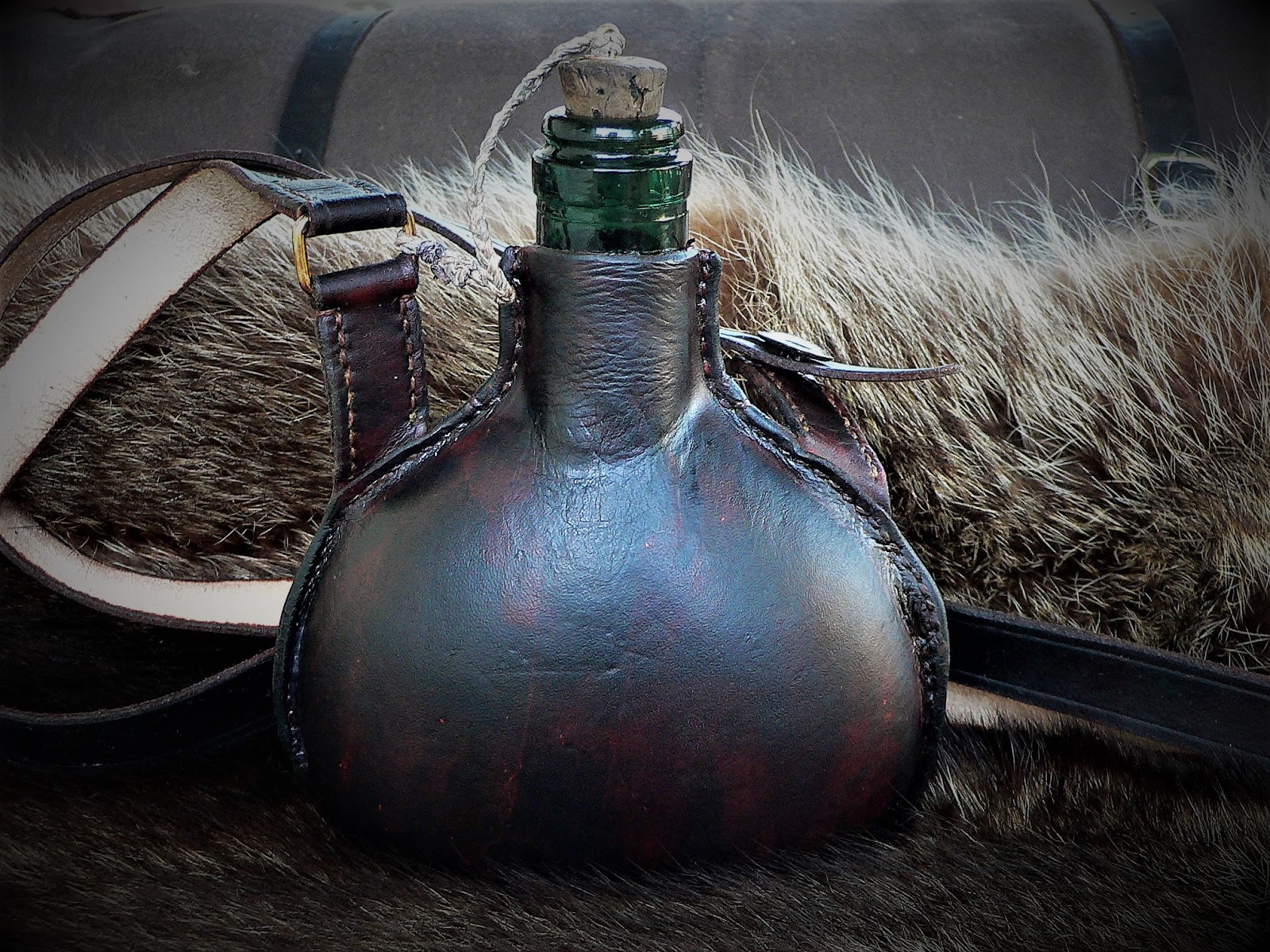 Leather from the Past Small Water Bottle Canteen