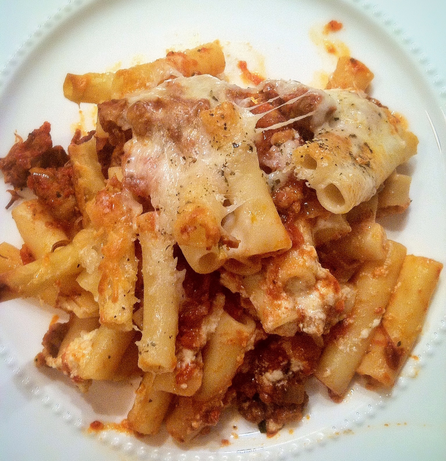 The Domestic Curator ExtraCrusty Baked Rigatoni with Beef Ragù