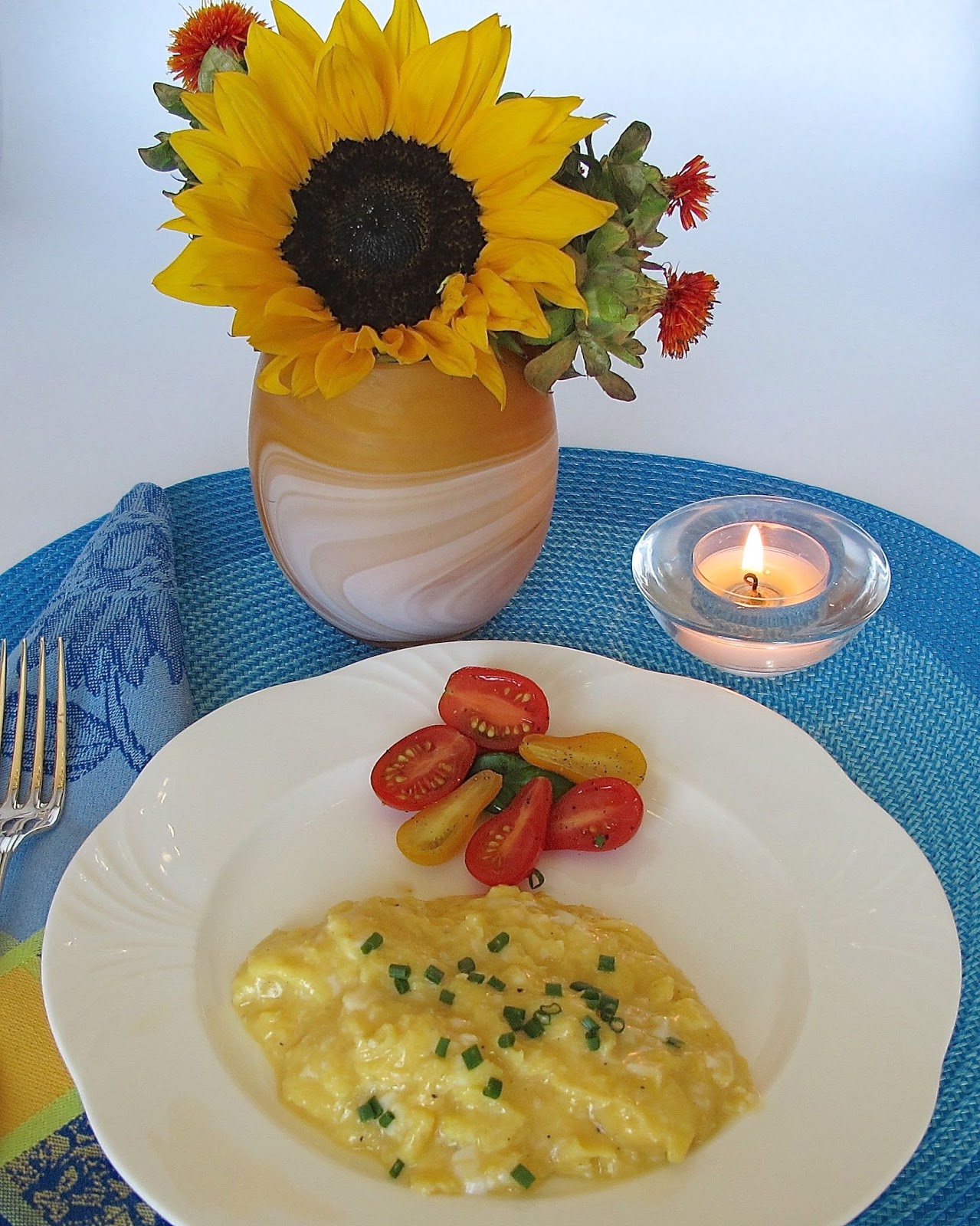 Radiant Table Goat Cheese and Chive Scrambled Eggs
