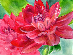 pink watercolor dahlia painting bunny artwork arches rough inches paper
