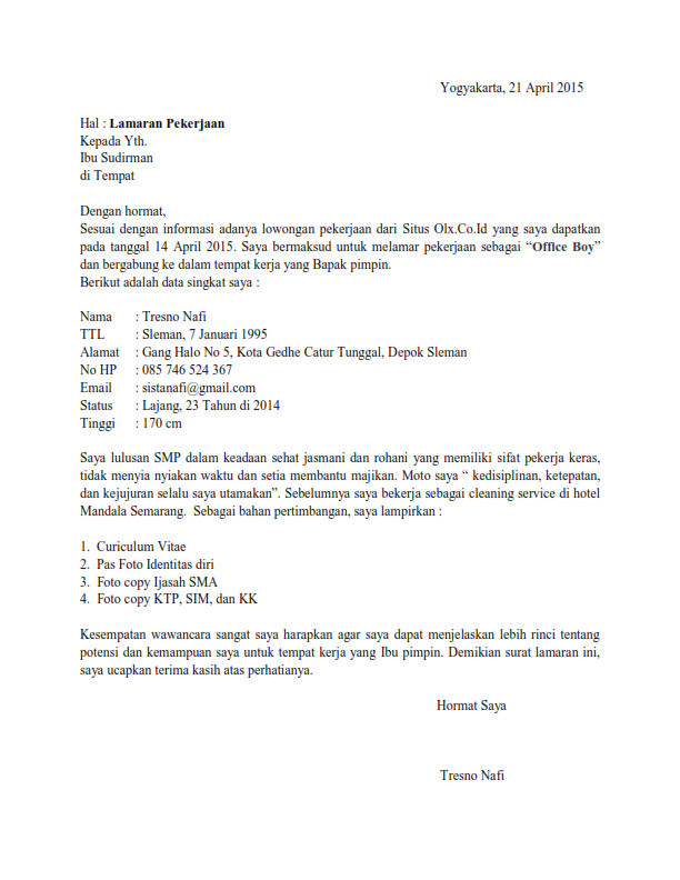 Contoh Surat Lamaran Kerja Di Lion Air Contoh Surat