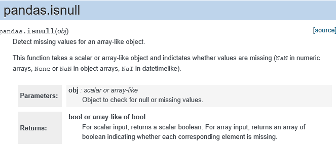 python pandas.isnull, pandas.DataFrame.isnull - 별별정보