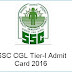 SSC CGL (Tier-I) Admit card / Hall Ticket 2016 Download 