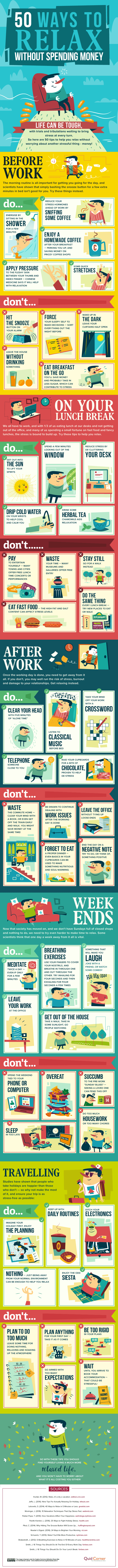 50 Ways to Relax Without Spending Money [infographic]