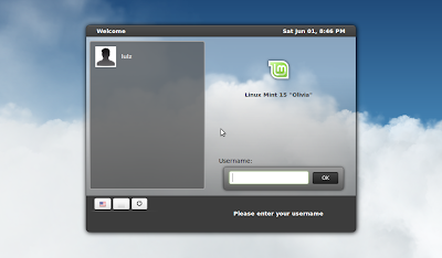 Linux Mint 15 login screen