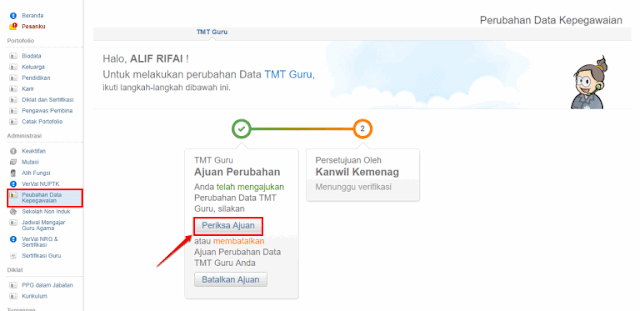 Periksa Ajuan Perubahan Periksa Ajuan Perubahan