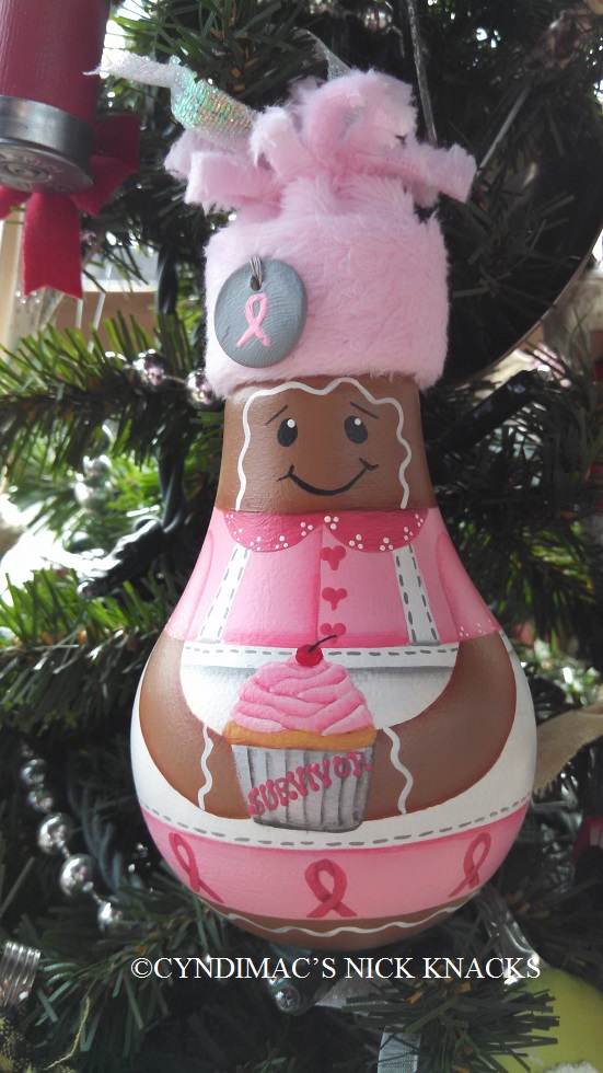 Cyndimac's Nick Knacks Breast Cancer Survivor Gingerbread Ornament