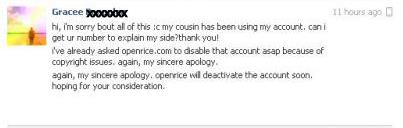 Gracee Bongolan who PLAGIARIZED my blog post sent me a message on Facebook.