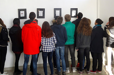 Vernissage de l'exposition "Virgile Novarina et Jean Olivier Hucleux, une amitié artistique" dans la galerie du collège Jean Monnet à Flers.