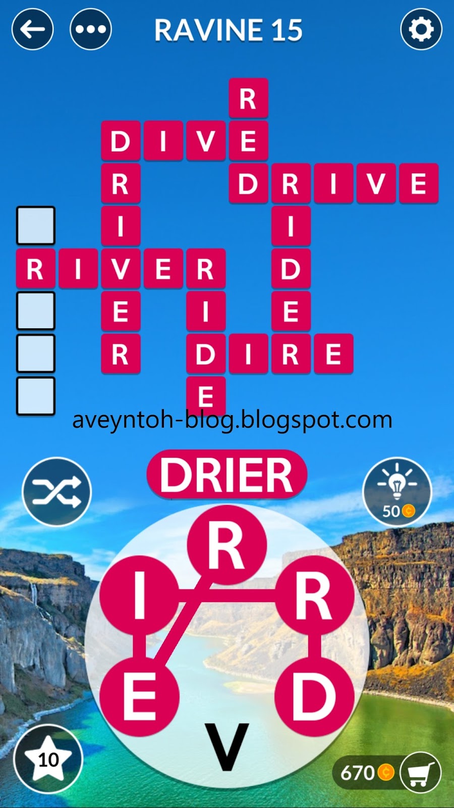 Aveyn's Blog Wordscapes Answers CANYON RAVINE