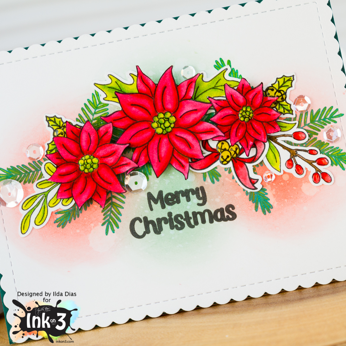 I Love Doing All Things Crafty Poinsettia Floral Christmas Card Ink On 3