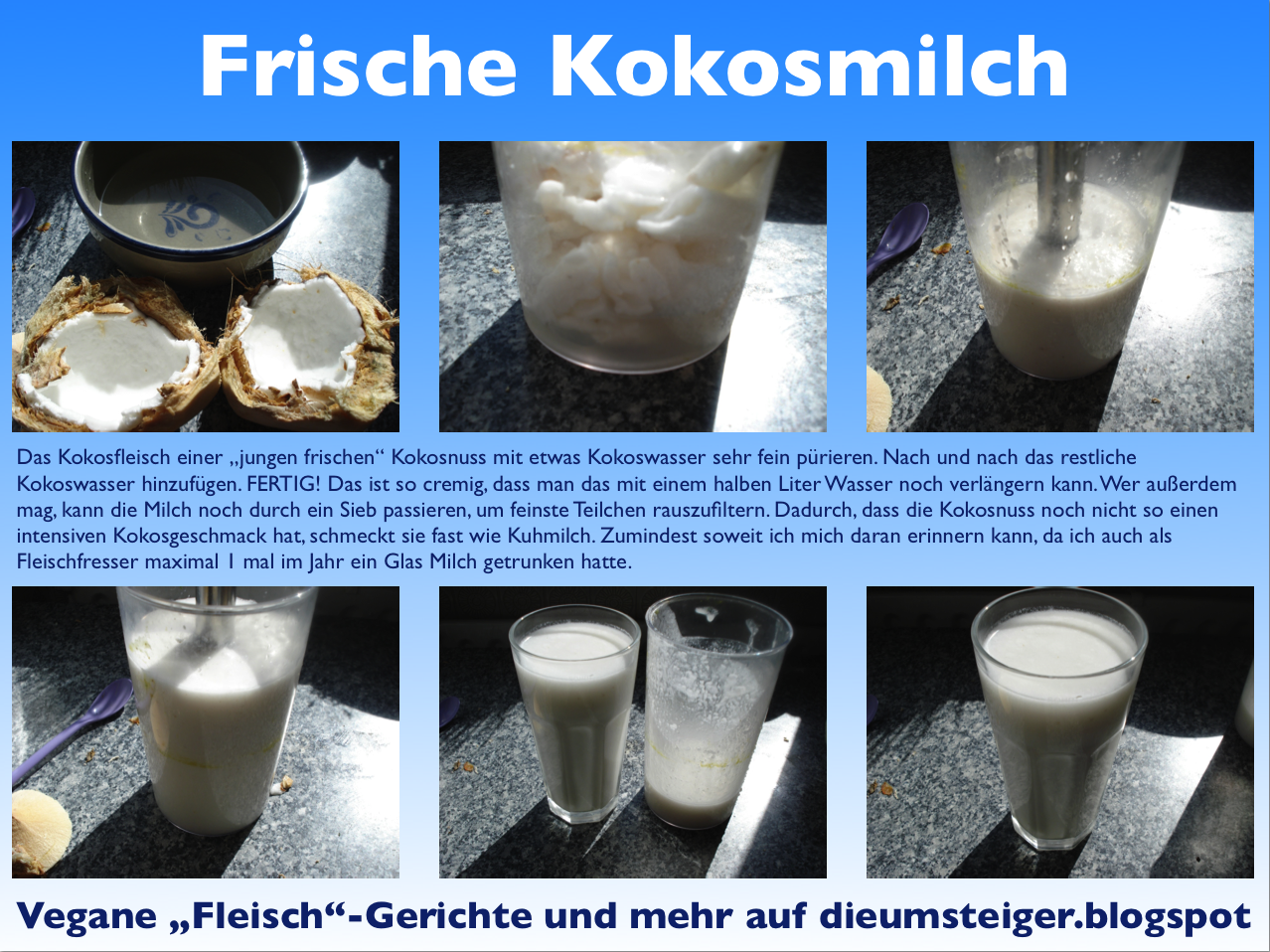 Die Umsteiger-weg vom Fleisch!: Frische Kokosmilch selbst gemacht!