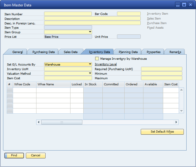 Item Master Data SAP Business One SAP business one