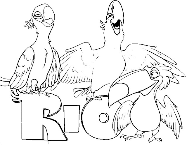 desenhos do filme rio da arara azul e seus amigos para colorir