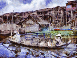 cambodia fishing village painting paintings cambodian cox jim paint