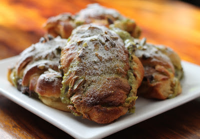 Twice-baked chocolate and pistachio croissants