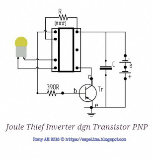 gb. neo joule thief inverter 3v to 220v ac led light with pnp transistor skema circuit