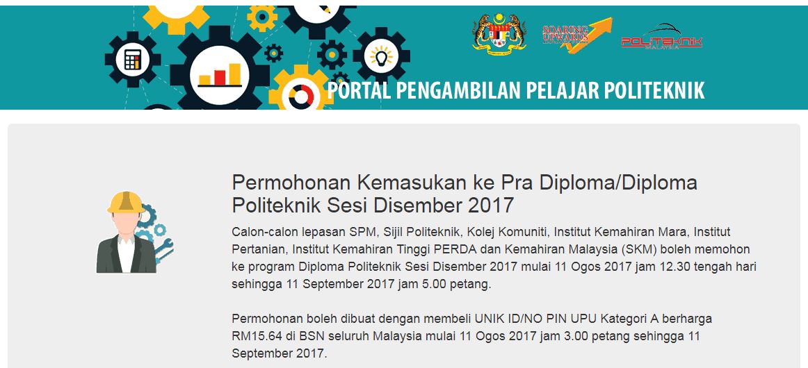 The Edvisor Malaysia Permohonan Kemasukan Ke Pra Diploma Diploma Politeknik Sesi Disember 2017 Lepasan Spm Setaraf