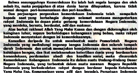 Kedudukan pembukaan uud 1945 bagi bangsa indonesia bersifat tetap dan tidak dapat diubah karena