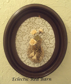 Vintage Frame with Crocheted Purse as a Vase