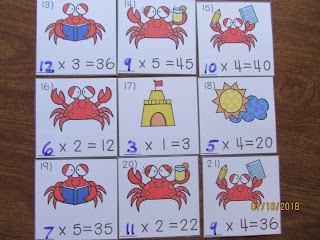   Summer Crabs Multiplication Missing Number Equations Task Cards
