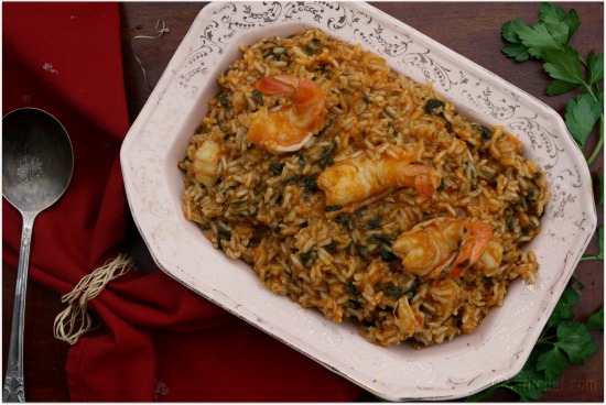 Shrimp and Spinach Brown Rice Risotto