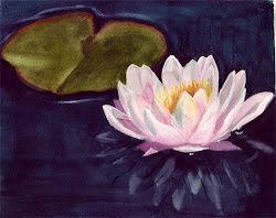 water lily pink painting watercolor bunny artwork