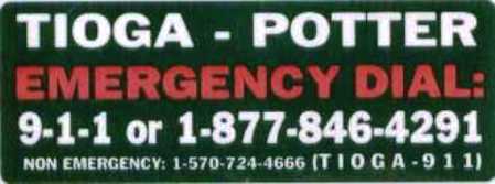 Tioga-Potter Emergency Numbers