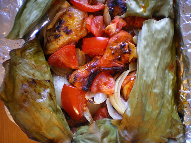 Pollo yucateco {pollo al achiote o pibil} Recién horneado