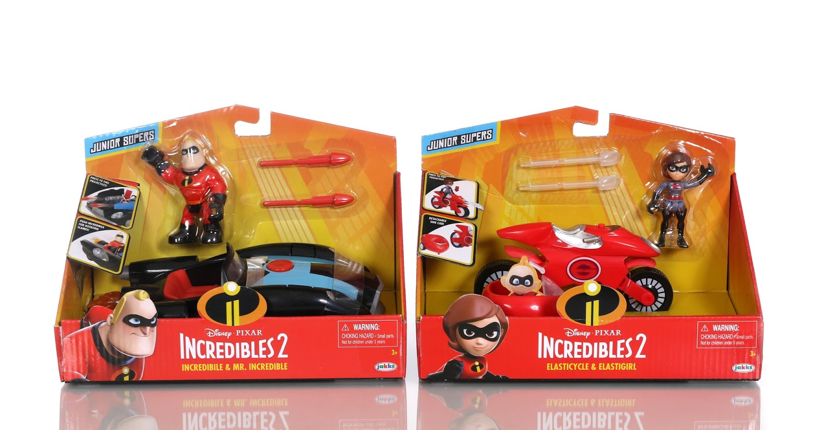 Incredibles 2 Jakks Pacific Junior Supers" Incredibile & Elasticycle Vehicles 