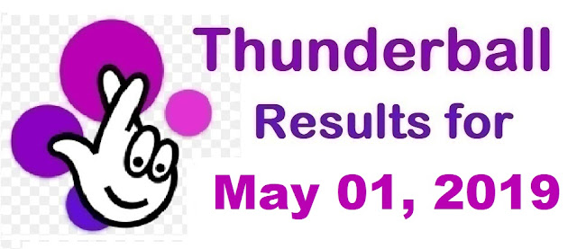 Thunderball results for Wednesday, May 01, 2019 Thunderball results for Wednesday, May 01, 2019