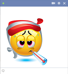 Sick emoticon with thermometer