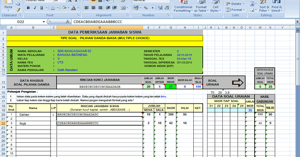 Aplikasi Pemeriksaan Jawaban dan Analisis Soal Pilihan Ganda Aplikasi Pemeriksaan Jawaban dan Analisis Soal Pilihan Ganda