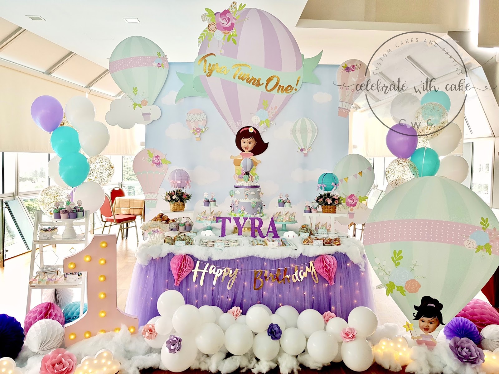 Celebrate With Cake Hotair Balloon 1st Birthday Dessert Table