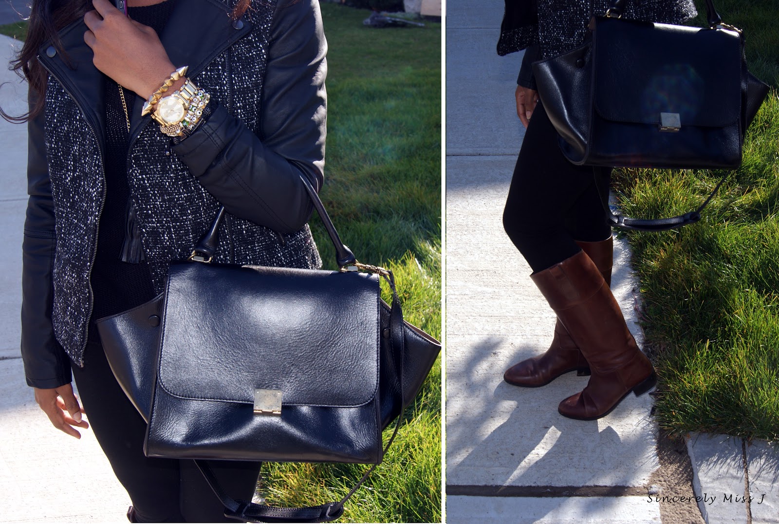 Black leather bag complements any style - tip from toronto style and fashion blogger 